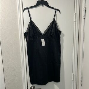 NWT - H&M Black Chemise with Lace Detail